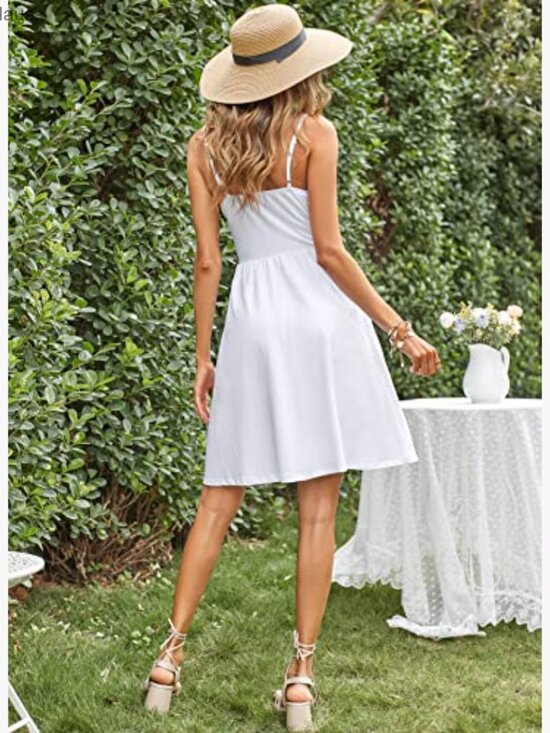 V-Neck Sleeveless Midi Dress with Pockets, Adjustable Straps, Floral Print - Picture 3 of 7